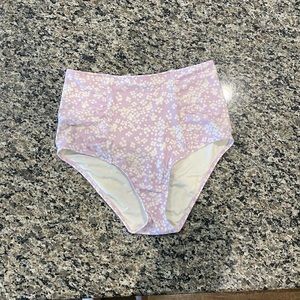 NWOT High Waisted Purple and White Bikini Bottoms